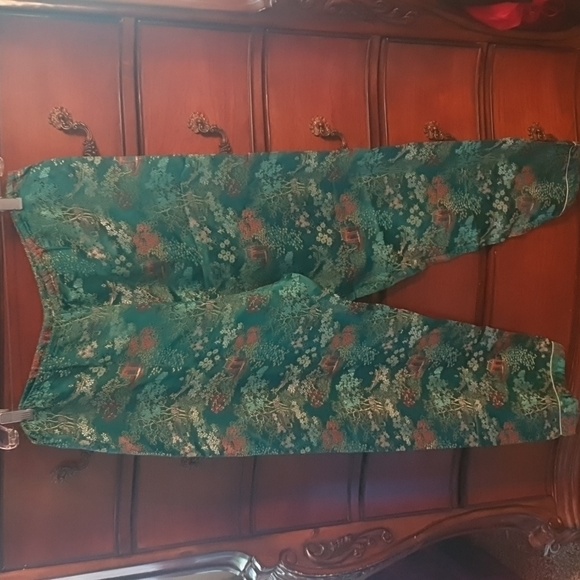 Vtg 1960 Chinese Traditional Floral Satin Brocade 2pc Set SZ Large - Picture 6 of 9
